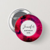 Birthday Girl Dark Red en Paars Modern Abstract Ronde Button 5,7 Cm (Voorkant /achterkant)