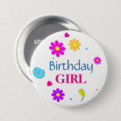 Birthday Girl Decorative Round Button (Voorkant /achterkant)