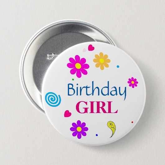 Birthday Girl Decorative Round Button (Voorkant /achterkant)