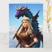 BIRTHDAY GIRL DRAGON FANTASY BIRTHDAY KAART (Gele Bloem)