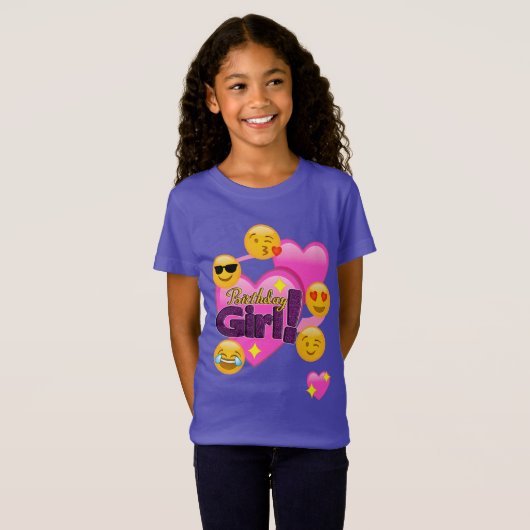 Birthday Girl Emojis (hart) T-shirt (Voorkant volledig)