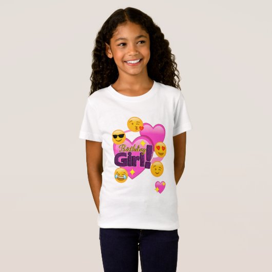 Birthday Girl Emojis (hart) T-shirt (Voorkant volledig)