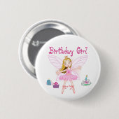 Birthday Girl Fairy Ballerina Ronde Button 5,7 Cm (Voorkant /achterkant)