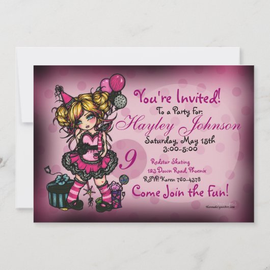 Birthday Girl Fairy Princess Custom Invitations Kaart (Voorkant)