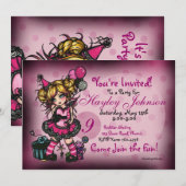 Birthday Girl Fairy Princess Custom Invitations Kaart (Voorkant / Achterkant)