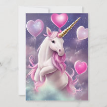 Birthday Girl Fantasy Unicorn met roze ballonnen