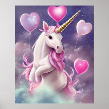 Birthday Girl Fantasy Unicorn met roze ballonnen