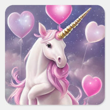 Birthday Girl Fantasy Unicorn met roze ballonnen