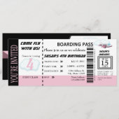 Birthday Girl Flight Ticket nodigt uit Kaart (Voorkant / Achterkant)