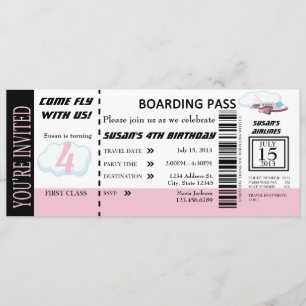 Birthday Girl Flight Ticket nodigt uit Kaart