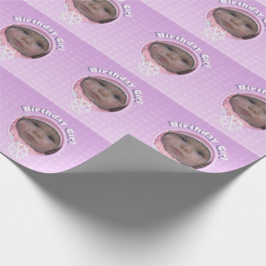 Birthday Girl Foto Pink Winter Onederland Cadeaupapier (Hoek)