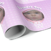 Birthday Girl Foto Pink Winter Onederland Cadeaupapier (Rol Hoek)