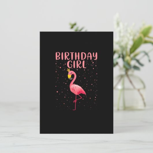 Birthday Girl - Funny Flamingo Lover Princess Birt Kaart (Staand voorkant)