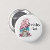 Birthday Girl Gnome Button (Voorkant /achterkant)