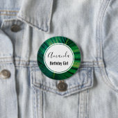 Birthday Girl Green Tropical Leaf Foto Ronde Button 7,6 Cm (In situ)