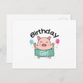 Birthday Girl Happy Pig Lover Briefkaart (Voorkant / Achterkant)