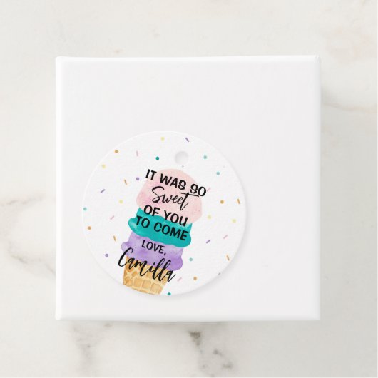 Birthday Girl Ice Cream Cone Bedankjes Labels (In situ)