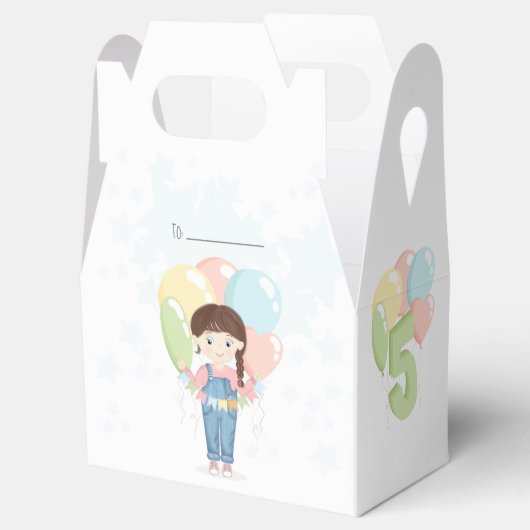 Birthday Girl in Overalls Brunette Bedankdoosjes (Geopend)