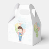 Birthday Girl in Overalls Brunette Bedankdoosjes (Voorkant Zijde)