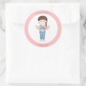 Birthday Girl in Overalls Brunette Ronde Sticker (Tas)