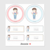 Birthday Girl in Overalls Brunette Sticker (Vel)