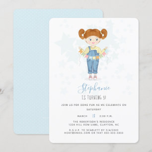 Birthday Girl in Overalls Redhead Kaart