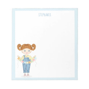 Birthday Girl in Overalls Redhead Notepad Notitieblok