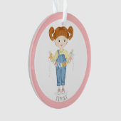 Birthday Girl in Overalls Redhead Ornament (voorkant)