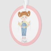 Birthday Girl in Overalls Redhead Ornament (voorkant)