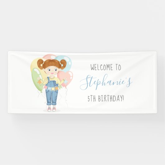 Birthday Girl in Overalls Redhead Spandoek (Horizontaal)