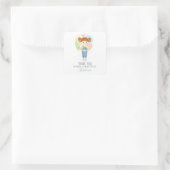 Birthday Girl in Overalls Redhead Square Sticker (Tas)