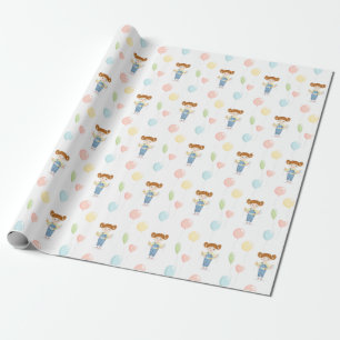 Birthday Girl in Overalls Redhead Wrapping Paper Cadeaupapier