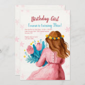 Birthday Girl in Pink Kaart (Voorkant / Achterkant)