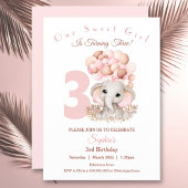 Birthday Girl Invitation Cute Pink Elephant Kaart