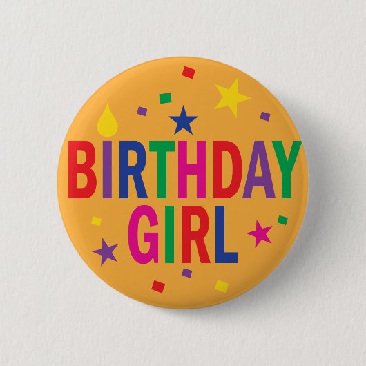 Birthday Girl kleurige knop Ronde Button 5,7 Cm (Voorkant)