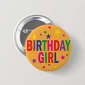 Birthday Girl kleurige knop Ronde Button 5,7 Cm (Voorkant /achterkant)