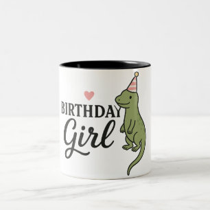 Birthday Girl Lizard – Schattige & leuk feestontwe Tweekleurige Koffiemok