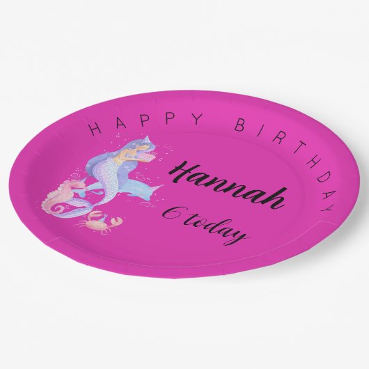 Birthday Girl Mermaid-thema Papieren Bordje (Gekanteld)