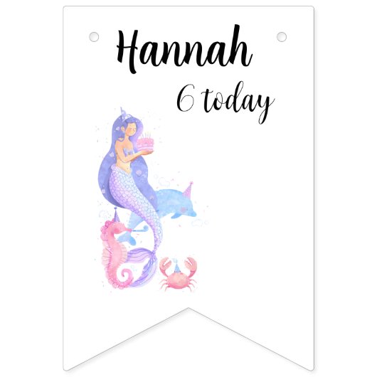 Birthday Girl Mermaid-thema Vlaggetjes (Eerste vlag)