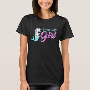 Birthday Girl mermaid unicorn schattige feestdag T-shirt