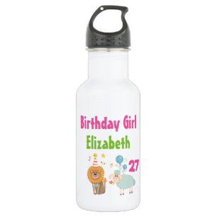 Birthday Girl met Party Lion and Balloon Sheep Waterfles