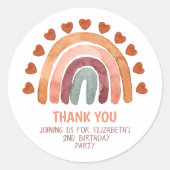 Birthday Girl Modern Boho Rainbow Bedankt Ronde Sticker (Voorkant)