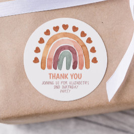 Birthday Girl Modern Boho Rainbow Bedankt Ronde Sticker
