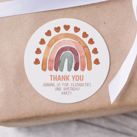 Birthday Girl Modern Boho Rainbow Bedankt Ronde Sticker