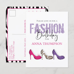 Birthday Girl Modern Mode Shoes Invitation Briefkaart