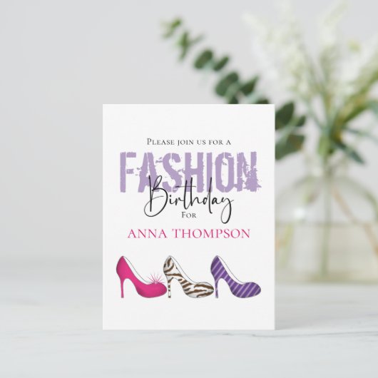 Birthday Girl Modern Mode Shoes Invitation Briefkaart (Staand voorkant)