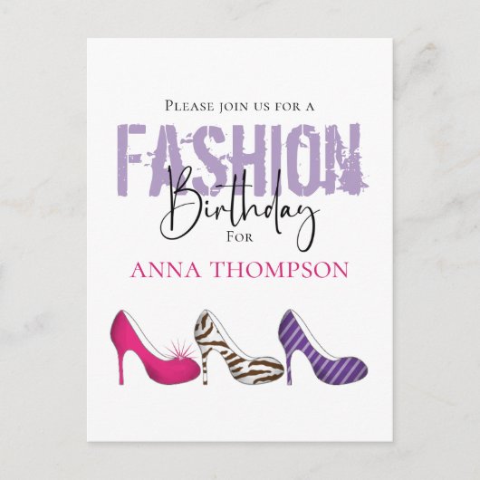 Birthday Girl Modern Mode Shoes Invitation Briefkaart (Voorkant)