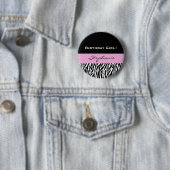 Birthday GIrl Modern Zebra Print Ronde Button 5,7 Cm (In situ)