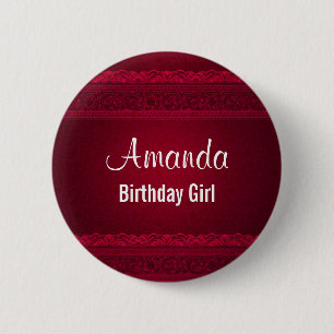 Birthday Girl Mysterious Dark Red Background Ronde Button 5,7 Cm