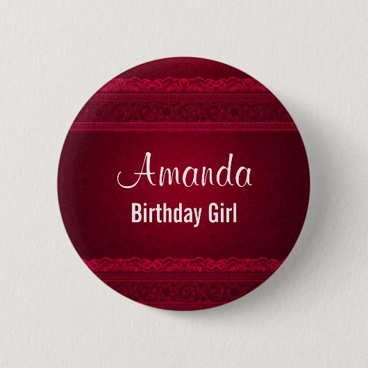 Birthday Girl Mysterious Dark Red Background Ronde Button 5,7 Cm (Voorkant)